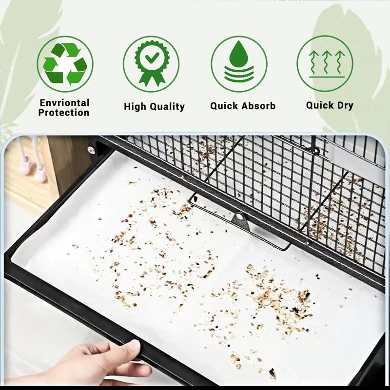 ZiKON 120 Pcs Bird Cage Liner Papers Big Size Cage Paper Liners Disposable Cage Paper Liners Precut Absorbent Cushion Pad Mat Accessories for Pet Bird Parrot - Image 4